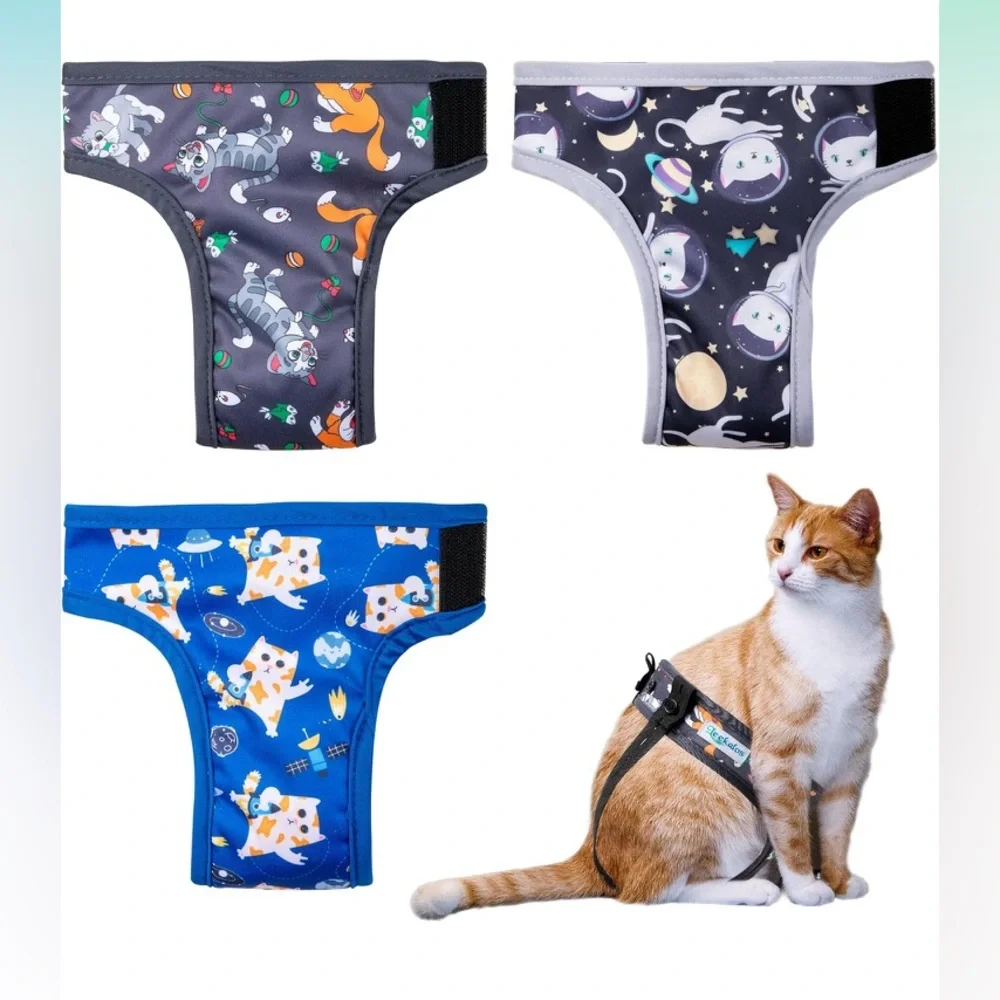 NEW Bundle Of 5 Reusable Cat Diapers